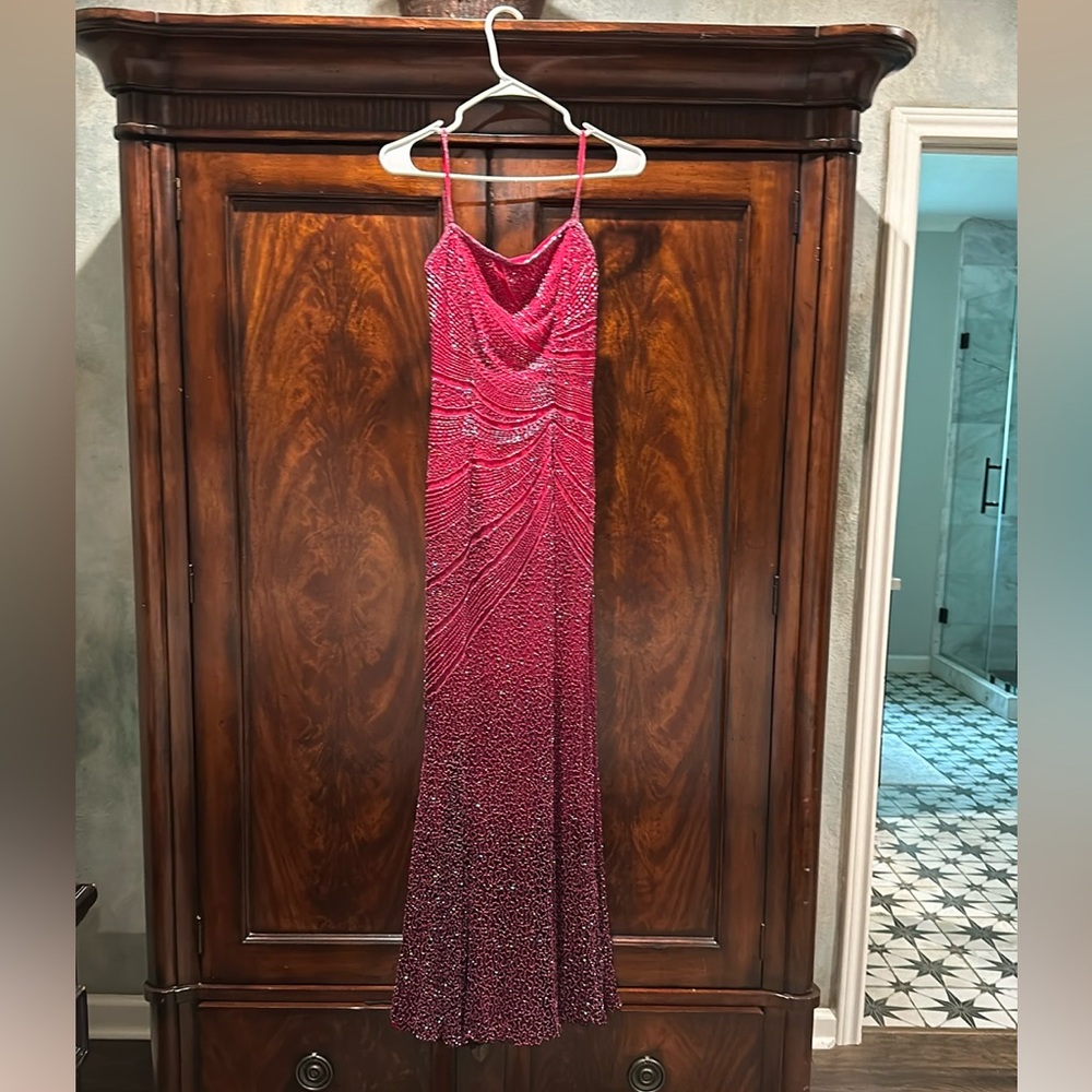 Mia Bella beaded ombré long dress